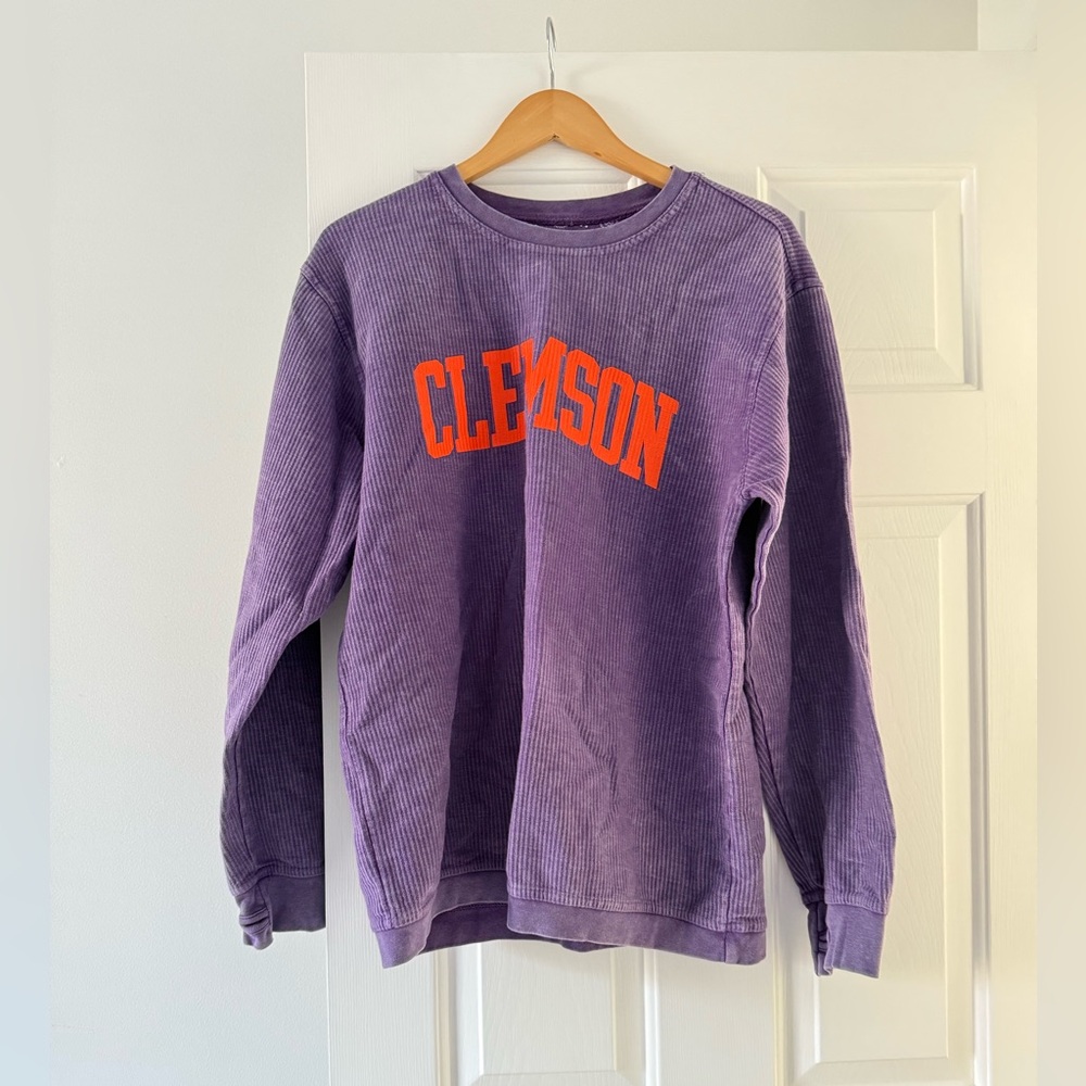 Clemson Tigers Women's Pressbox Purple Cord Vintage Wash size medium sweatshirt